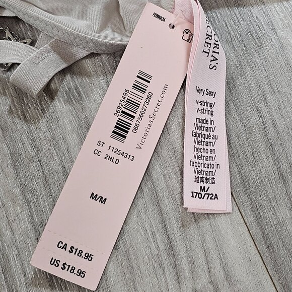 Victoria's Secret VERY SEXY Gray Starstruck Adjustable V-String Panty Size M - Picture 5 of 5